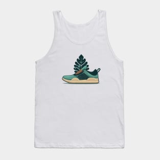 Leaf a Positive Footprint with Our Beige and Blue Sneaker Tank Top